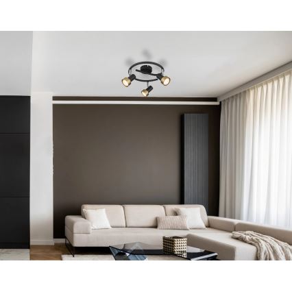 Globo - Reflektor  3xGU10/25W/230V črna/zlata