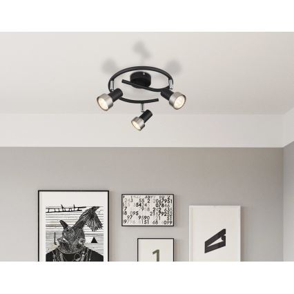 Globo - Reflektor  3xGU10/25W/230V črna/srebrna