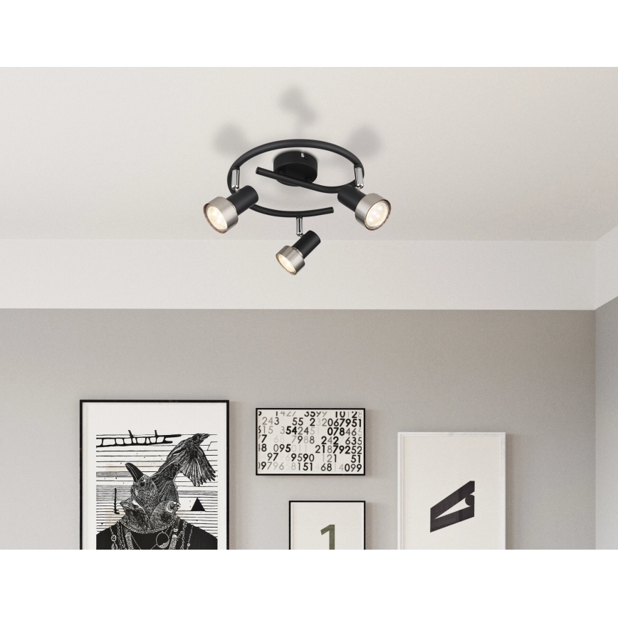 Globo - Reflektor  3xGU10/25W/230V črna/srebrna