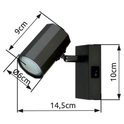 Globo - Stenski reflektor 1xGU10/25W/230V črna