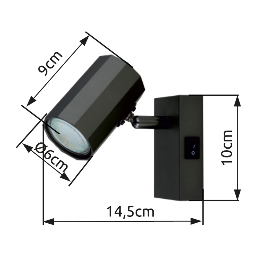 Globo - Stenski reflektor 1xGU10/25W/230V črna
