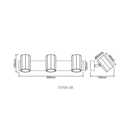 Globo - Reflektor 3xGU10/25W/230V črna