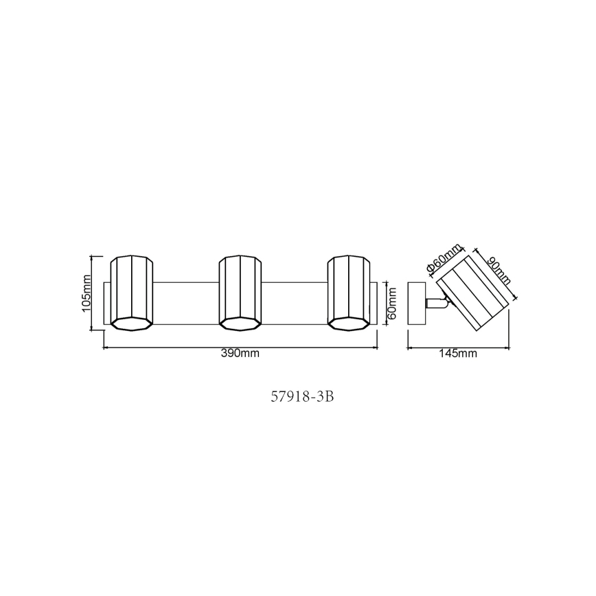 Globo - Reflektor 3xGU10/25W/230V črna