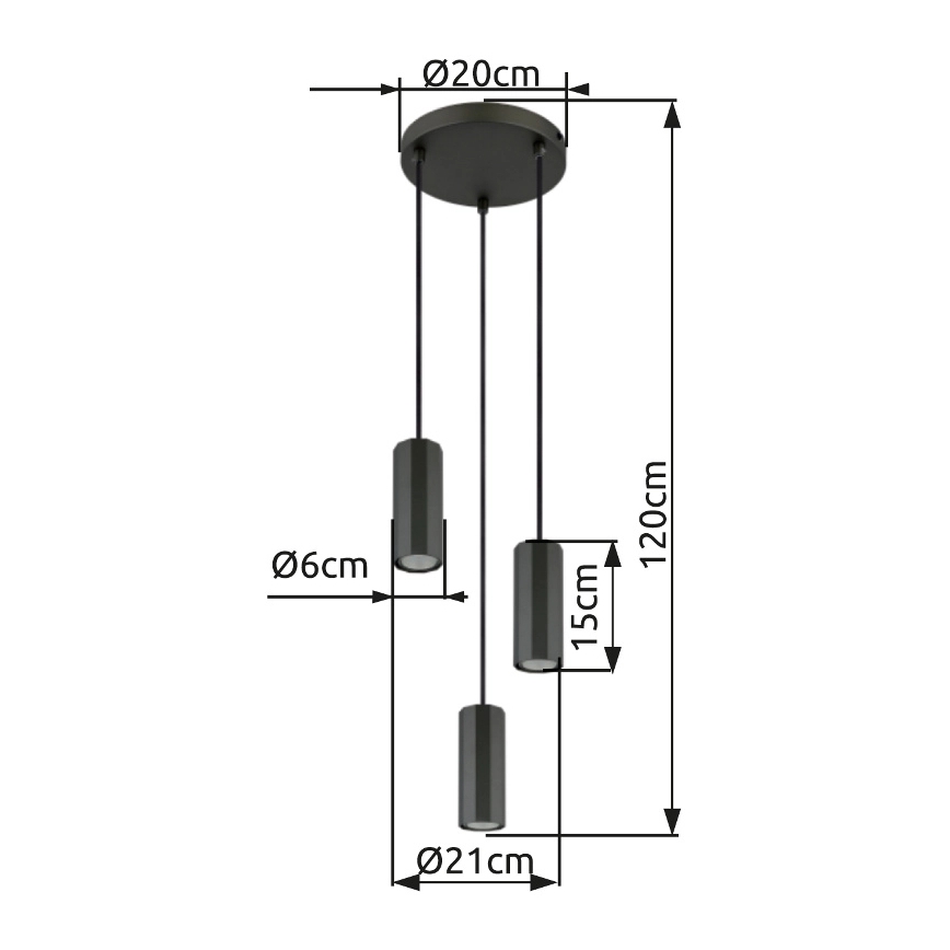 Globo - Lestenec na vrvici 3xGU10/25W/230V črna