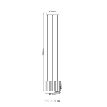 Globo - Lestenec na vrvici 3xGU10/25W/230V črna
