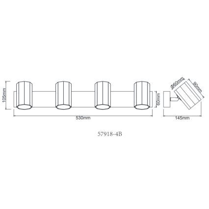 Globo - Reflektor 4xGU10/25W/230V črna