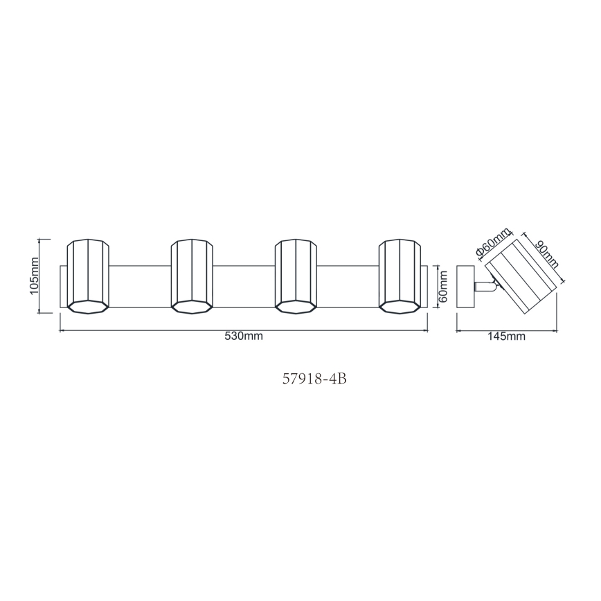 Globo - Reflektor 4xGU10/25W/230V črna
