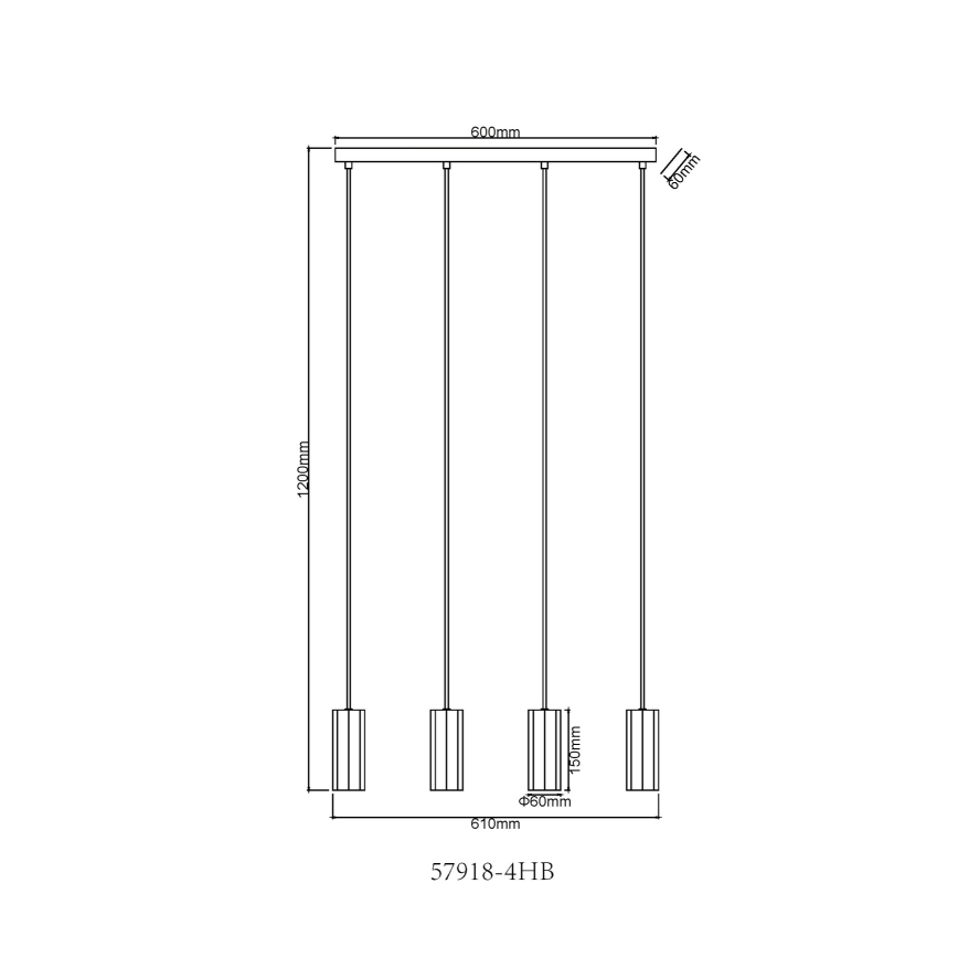 Globo - Lestenec na vrvici 4xGU10/25W/230V črna