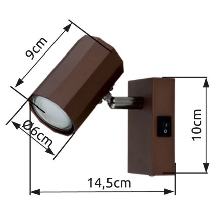 Globo - Stenski reflektor 1xGU10/25W/230V rjava