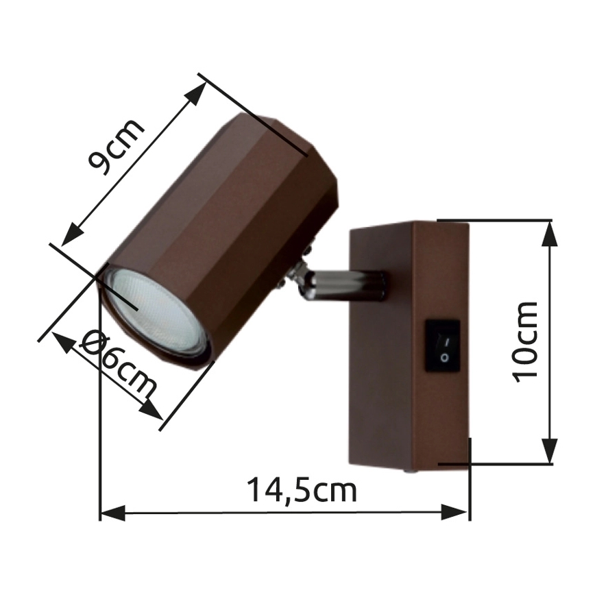 Globo - Stenski reflektor 1xGU10/25W/230V rjava