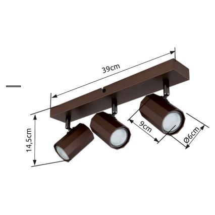 Globo - Reflektor 3xGU10/25W/230V rjava