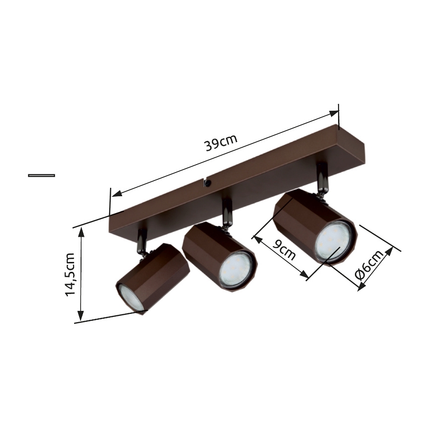 Globo - Reflektor 3xGU10/25W/230V rjava