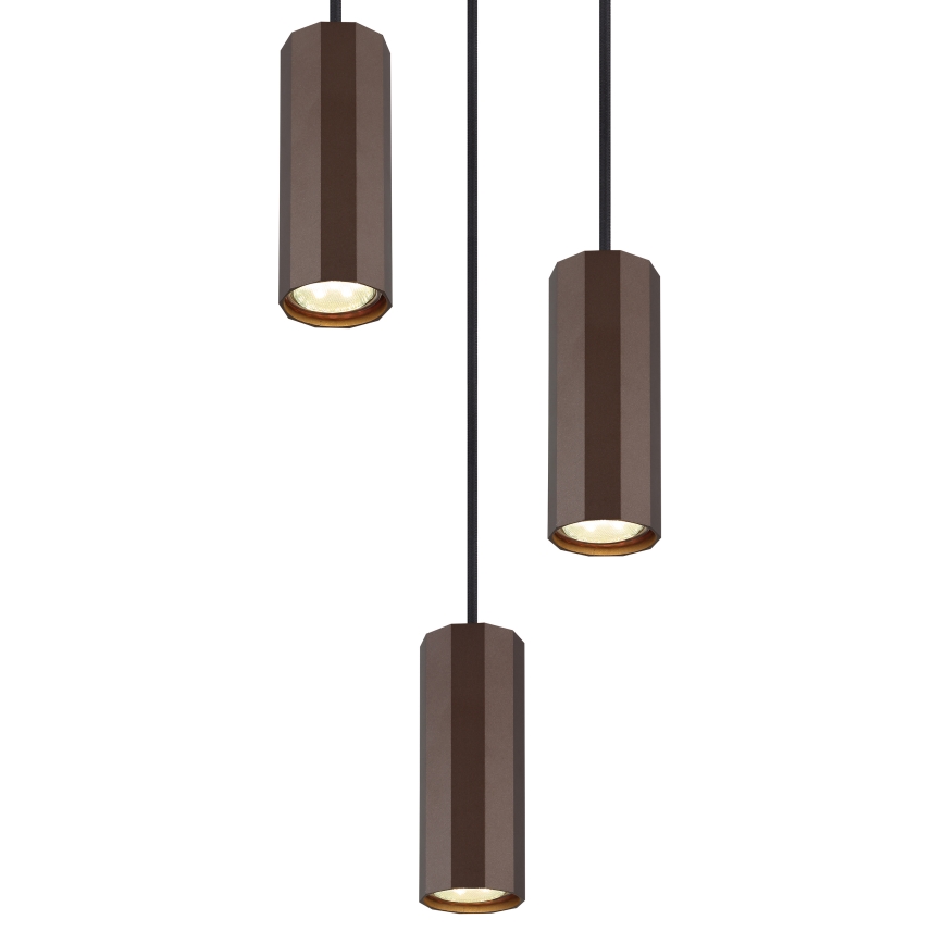 Globo - Lestenec na vrvici 3xGU10/25W/230V rjava
