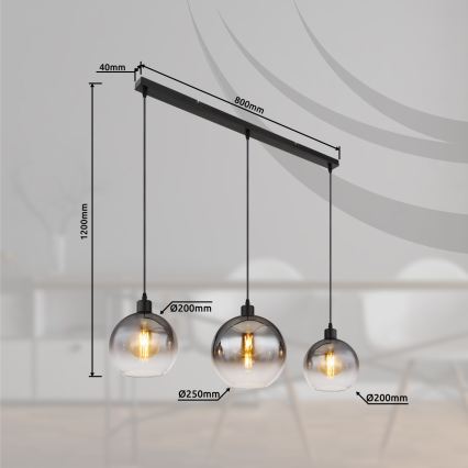 Globo - Lestenec na kablu 3xE27/60W/230V