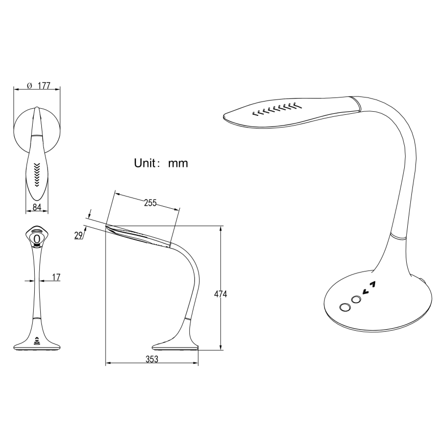 Globo - LED Zatemnitvena na dotik fleksibilna namizna svetilka LED/9W/230V 3000/4500/6500K črna