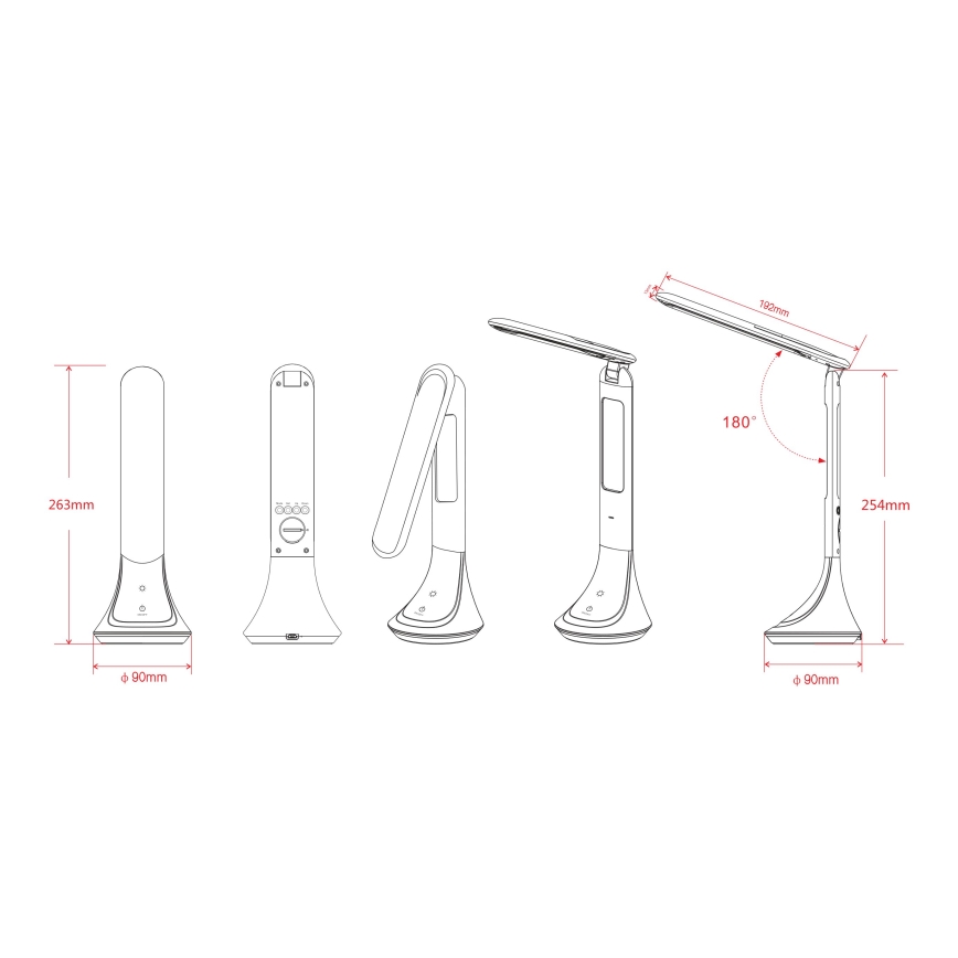 Globo - zatemnjiva polnilna LED namizna svetilka z zaslonom LED/4W/230V 2200 mAh črna