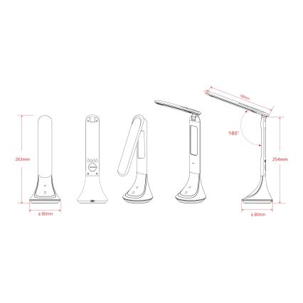Globo - LED Zatemnitvena polnilna namizna svetilka s zaslon LED/4W/230V 2200 mAh bela