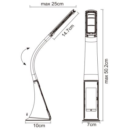 Globo - LED namizna svetilka na dotik z zaslonom in možnostjo zatemnitve LED/6,5W/230V 3000/4500/5800K bela