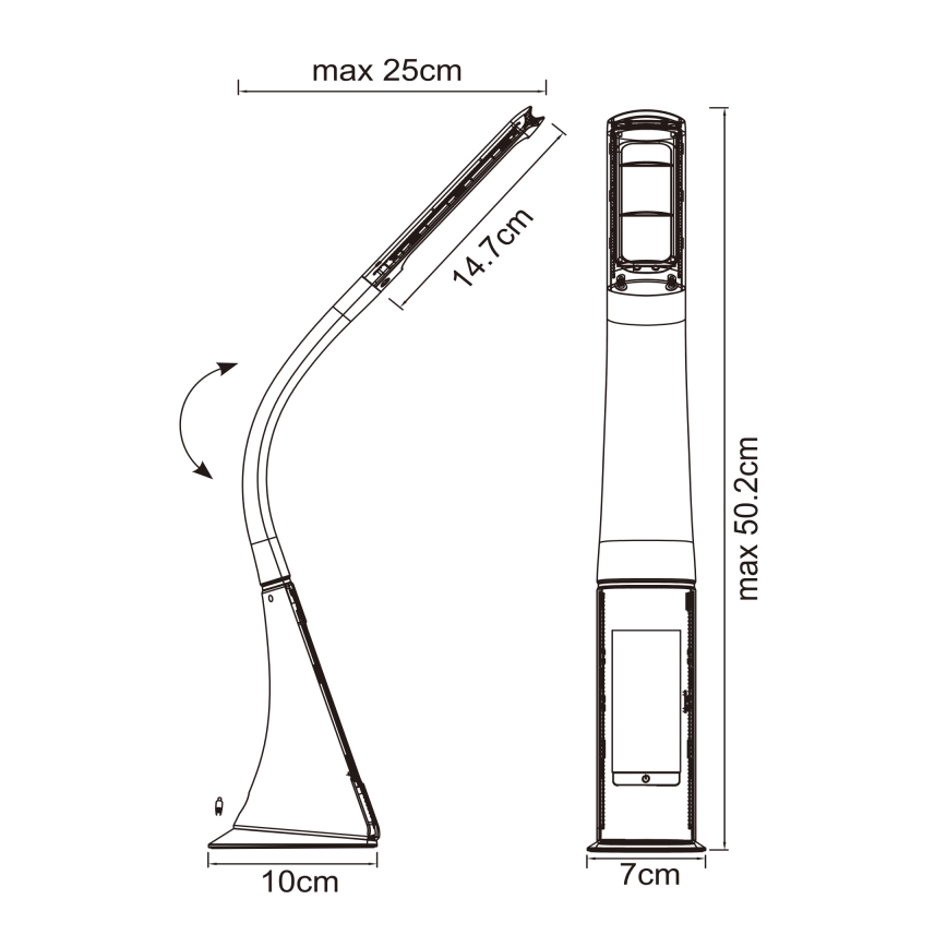 Globo - LED namizna svetilka na dotik z zaslonom in možnostjo zatemnitve LED/6,5W/230V 3000/4500/5800K črna