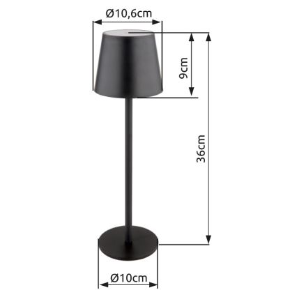 Globo - LED Zatemnitvena zunanja svetilka na dotik LED/3W/3,7V IP44 1800mAh + USB črna