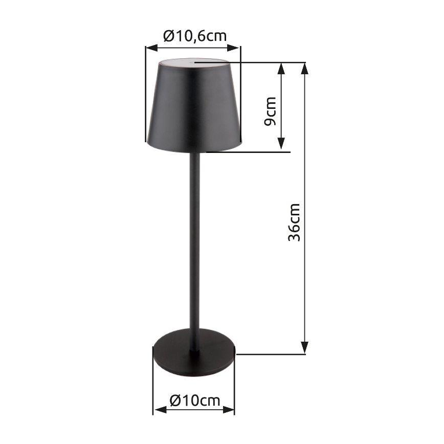 Globo - LED Zatemnitvena zunanja svetilka na dotik LED/3W/3,7V IP44 1800mAh + USB črna