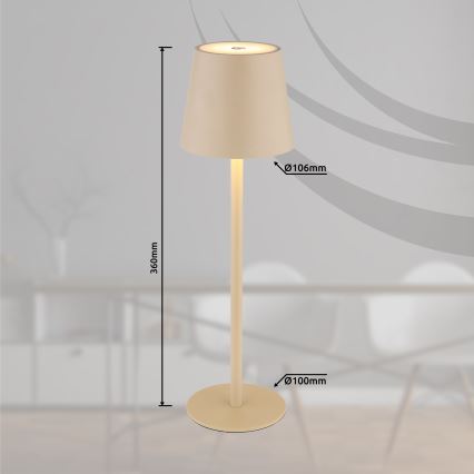 Globo - LED Zatemnitvena zunanja svetilka na dotik LED/3W/3,7V IP44 1800 mAh USB bež