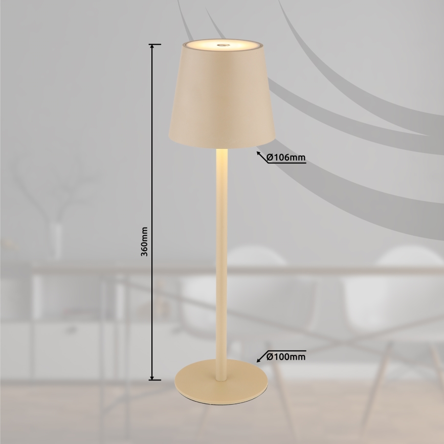Globo - LED Zatemnitvena zunanja svetilka na dotik LED/3W/3,7V IP44 1800 mAh USB bež