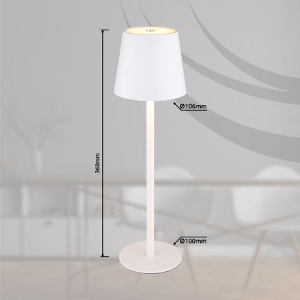 Globo - LED Zatemnitvena zunanja svetilka na dotik LED/3W/3,7V IP44 1800 mAh USB bela