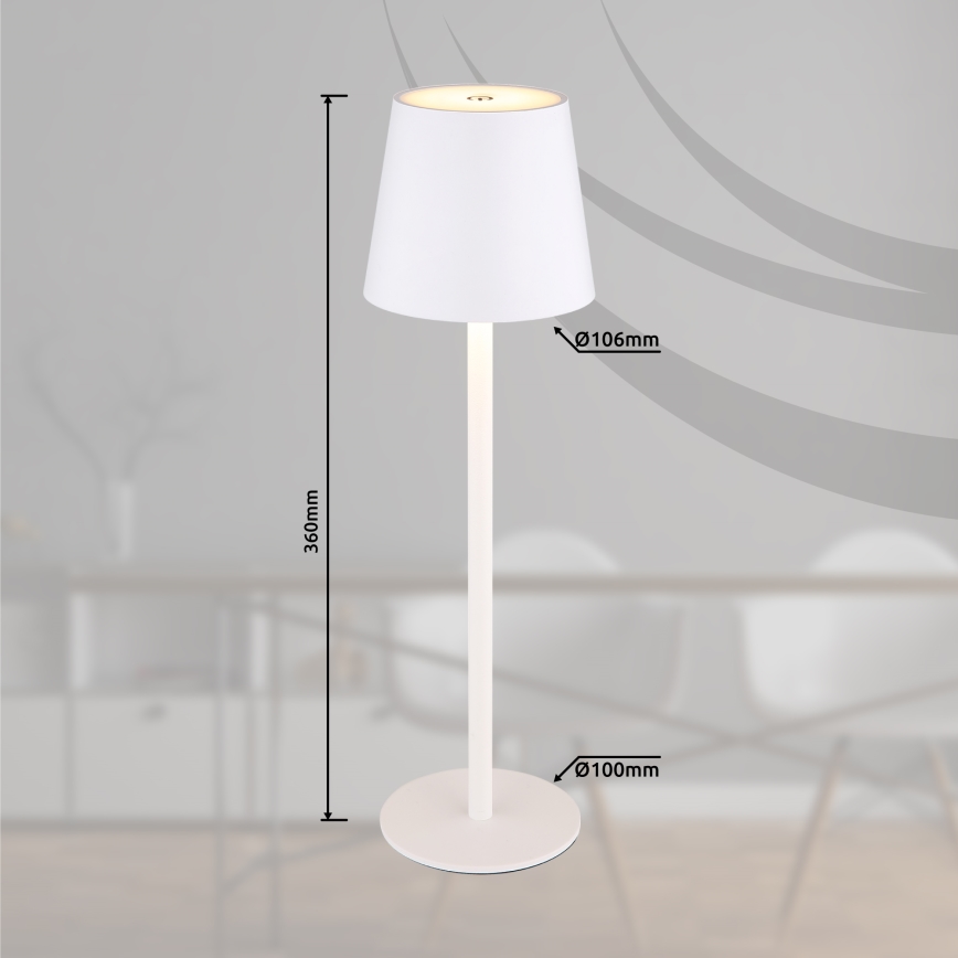 Globo - LED Zatemnitvena zunanja svetilka na dotik LED/3W/3,7V IP44 1800 mAh USB bela