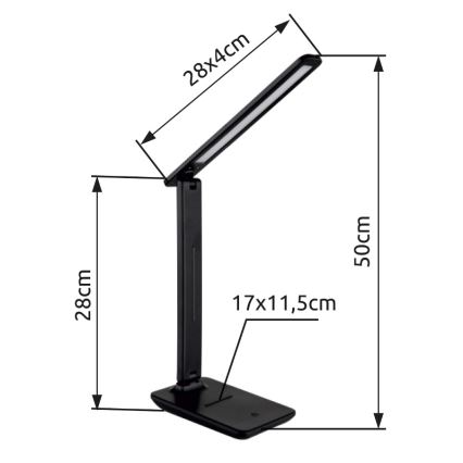 Globo - LED Zatemnitvena namizna svetilka na dotik LED/5W/230V 2700/4000/6500K črna