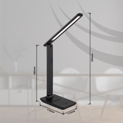 Globo - LED Zatemnitvena polnilna namizna svetilka na dotik LED/5W/5V 2700/4000/6500K 1800 mAh črna
