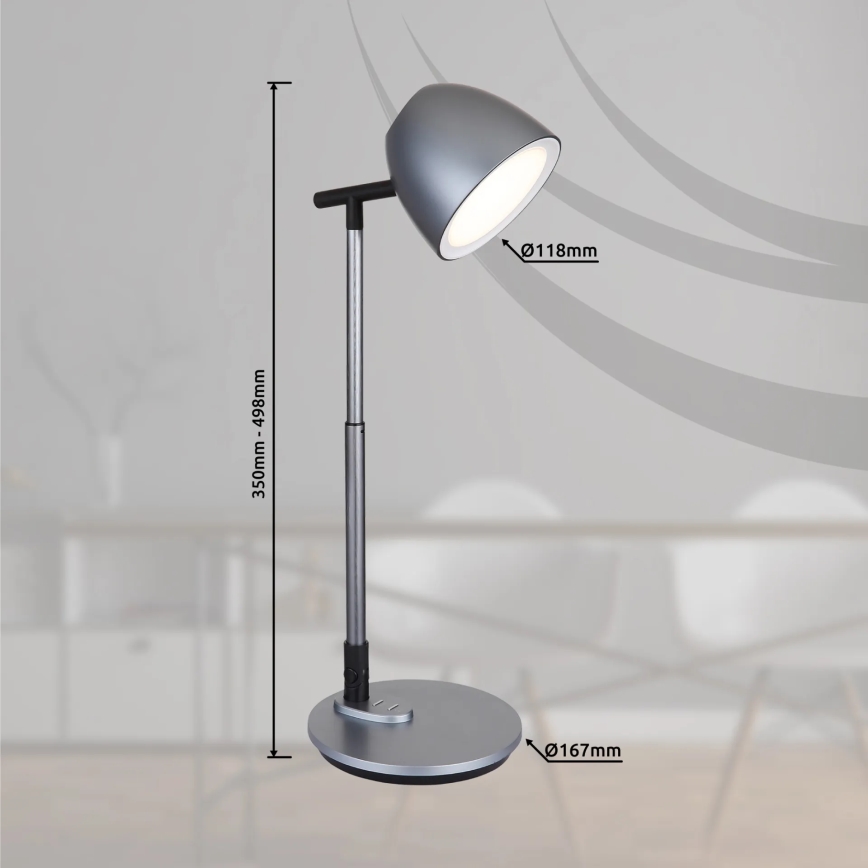 Globo - LED Zatemnitvena namizna svetilka na dotik LED/7,5W/230V 3000K/4000K/6500K siva