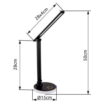 Globo - LED RGBW Zatemnitvena namizna svetilka na dotik LED/5W/230V + LED/2W 2700K/4000K/6500K črna