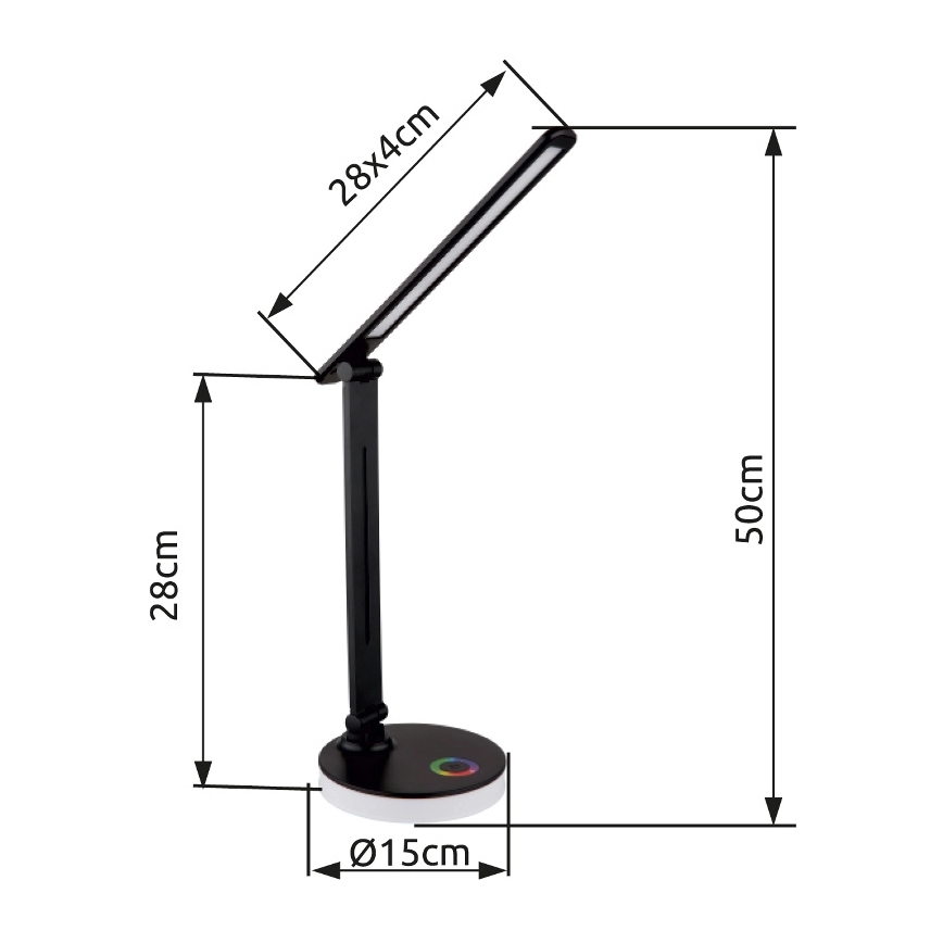 Globo - LED RGBW Zatemnitvena namizna svetilka na dotik LED/5W/230V + LED/2W 2700K/4000K/6500K črna