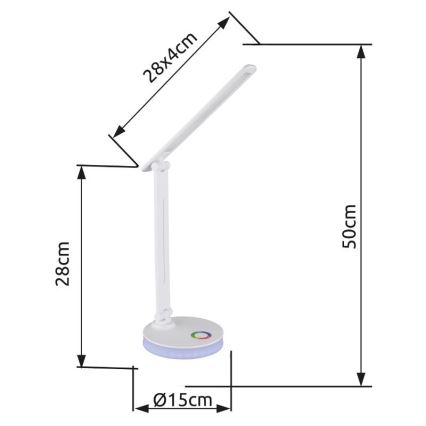 Globo - LED RGBW Zatemnitvena namizna svetilka na dotik LED/5W/230V + LED/2W 2700K/4000K/6500K bela