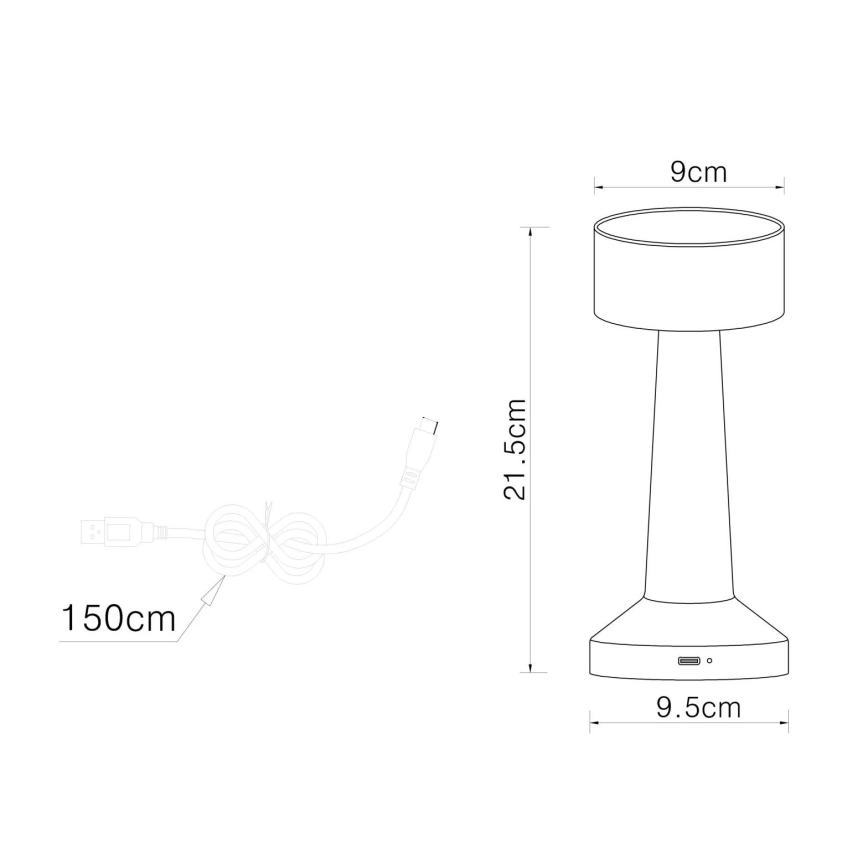 Globo - LED Zatemnitvena namizna svetilka na dotik LED/1W/3,7V 2700K/4000K/6500K 800 mAh USB zlata