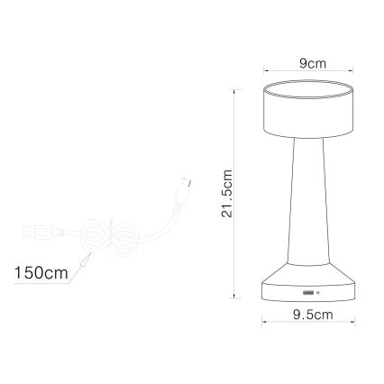 Globo - LED Zatemnitvena namizna svetilka na dotik LED/1W/3,7V 2700K/4000K/6500K 800 mAh USB mat krom