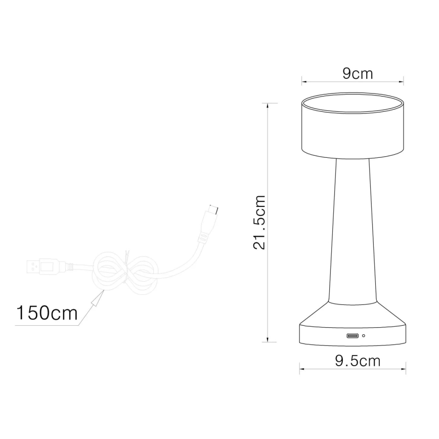 Globo - LED Zatemnitvena namizna svetilka na dotik LED/1W/3,7V 2700K/4000K/6500K 800 mAh USB mat krom