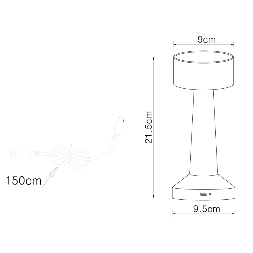 Globo - LED Zatemnitvena namizna svetilka na dotik LED/1W/3,7V 2700K/4000K/6500K 800 mAh USB črna