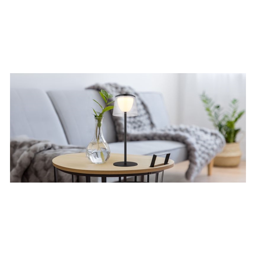Globo - LED Zatemnitvena na dotik zunanja namizna svetilka LED/1,8W/5V IP44 1800 mAh črna/prozorna