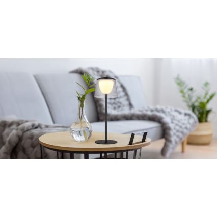 Globo - LED Zatemnitvena na dotik zunanja namizna svetilka LED/1,8W/5V IP44 1800 mAh črna/dimna