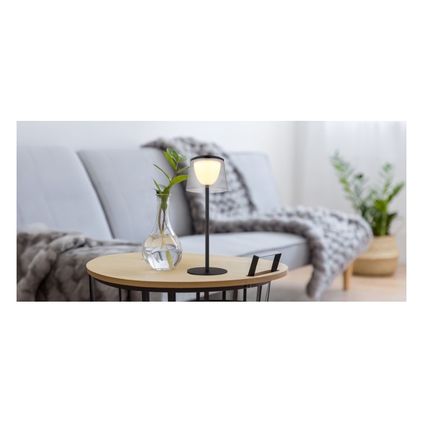 Globo - LED Zatemnitvena na dotik zunanja namizna svetilka LED/1,8W/5V IP44 1800 mAh črna/dimna