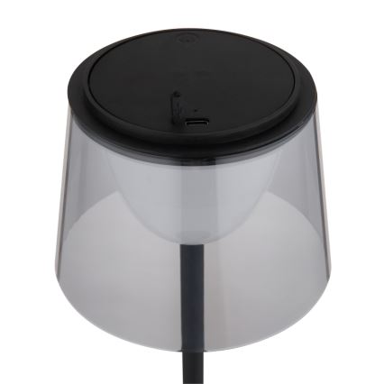 Globo - LED Zatemnitvena na dotik zunanja namizna svetilka LED/1,8W/5V IP44 1800 mAh črna/dimna