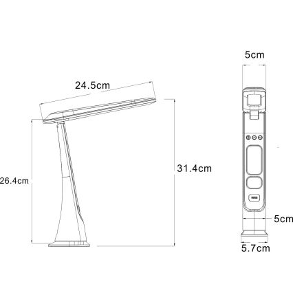 Globo - LED zatemnjiva polnilna namizna svetilka na dotik LED/2W/5V 3000/4000/5000K 1800 mAh