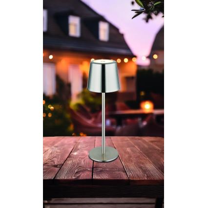 Globo - Polnilna LED namizna svetilka z upravljanjem na dotik in nastavljivo svetlostjo LED/2W/3,7V 3000/4000/6000K 2200 mAh sijajni krom