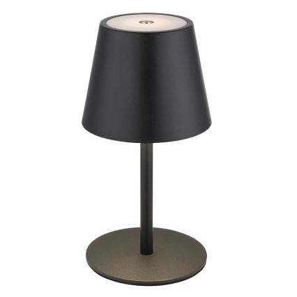 Globo - zatemnjiva, na dotik upravljana, polnilna zunanja LED namizna svetilka 3 v 1, 3W/5V, 3000/4000/5000K, IP54, 1800 mAh, črna