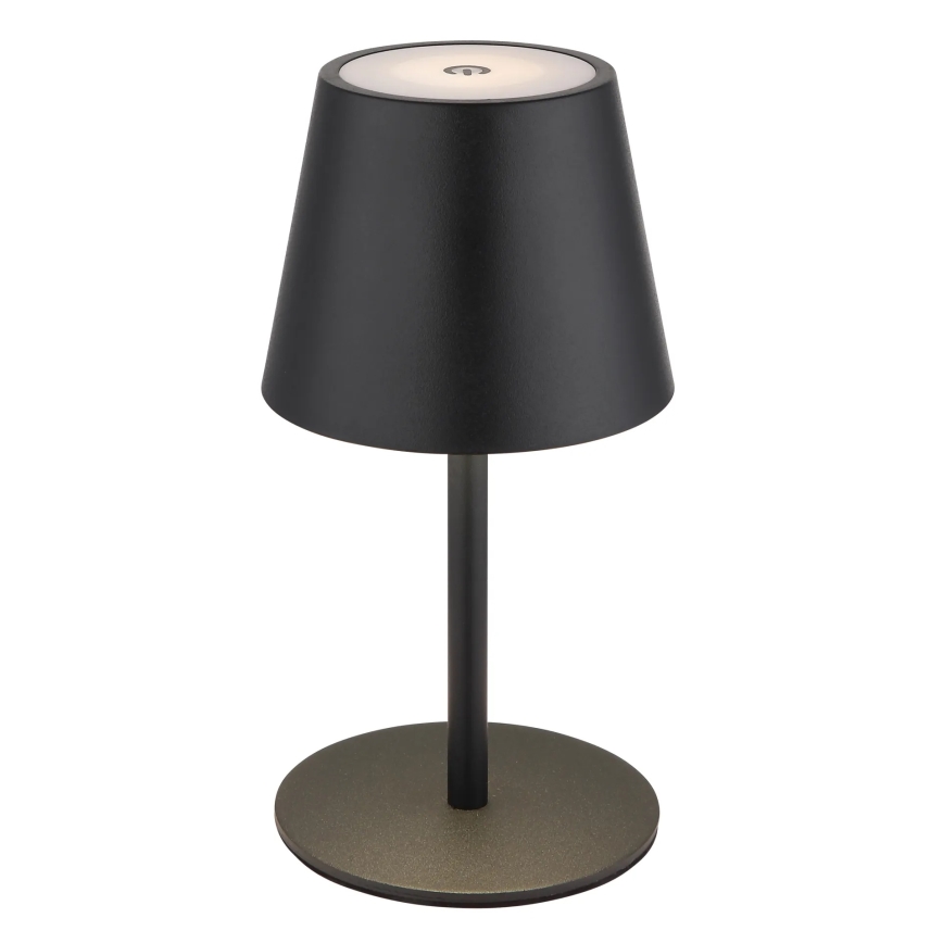 Globo - zatemnjiva, na dotik upravljana, polnilna zunanja LED namizna svetilka 3 v 1, 3W/5V, 3000/4000/5000K, IP54, 1800 mAh, črna