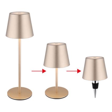 Globo - LED zatemnjevalna polnilna zunanja namizna svetilka 3 v 1, upravljanje na dotik, LED/3W/5V 3000/4000/5000K IP54 1800 mAh medenina