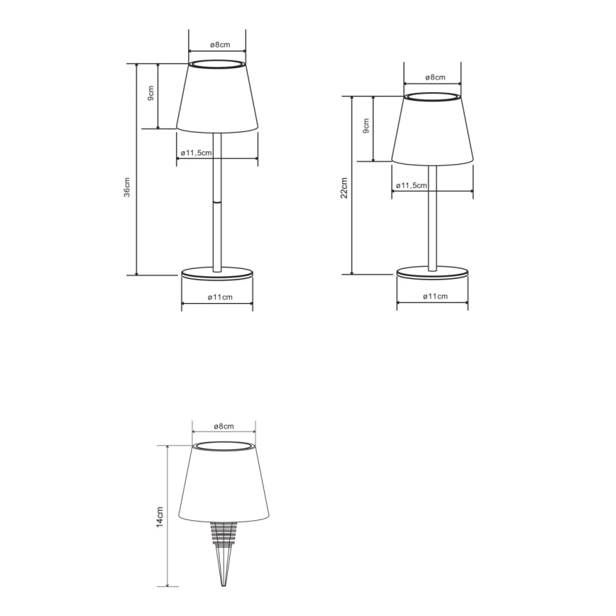 Globo - LED zatemnjevalna polnilna zunanja namizna svetilka 3 v 1, upravljanje na dotik, LED/3W/5V 3000/4000/5000K IP54 1800 mAh medenina