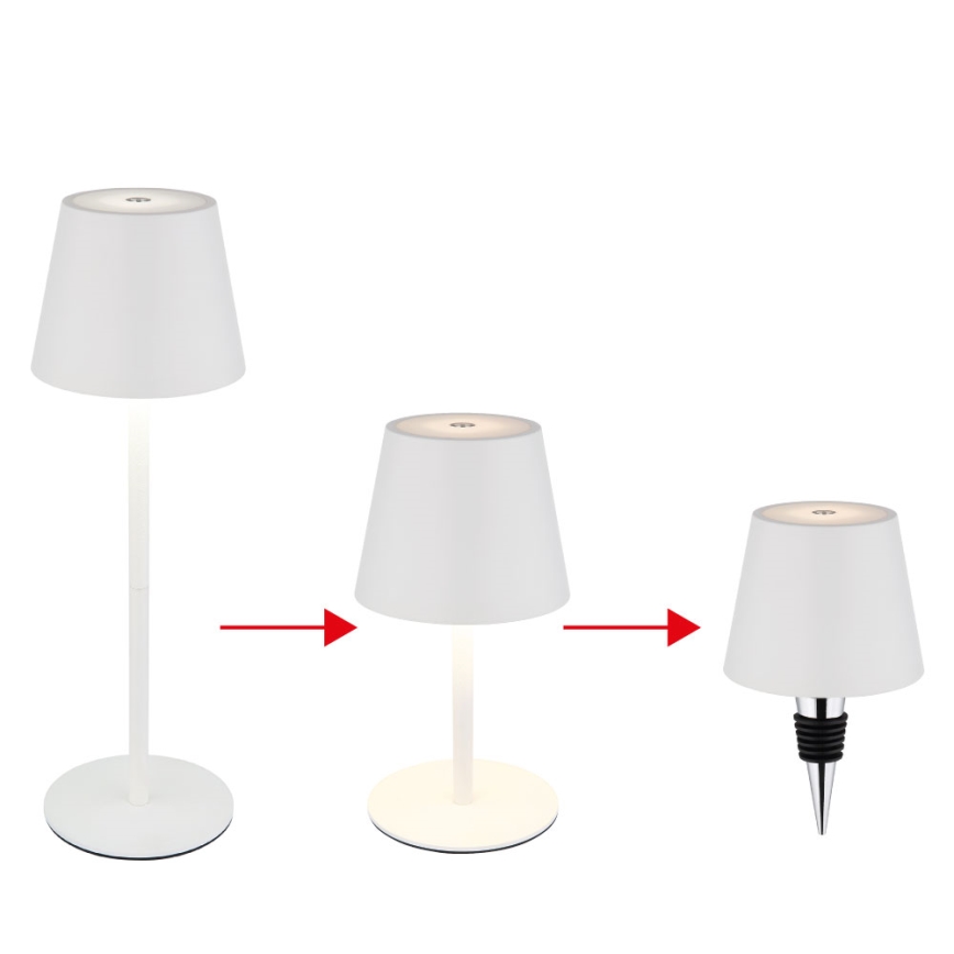 Globo - LED zatemnjiva, na dotik upravljana, polnilna zunanja namizna svetilka 3 v 1 LED/3W/5V 3000/4000/5000K IP54 1800 mAh bela